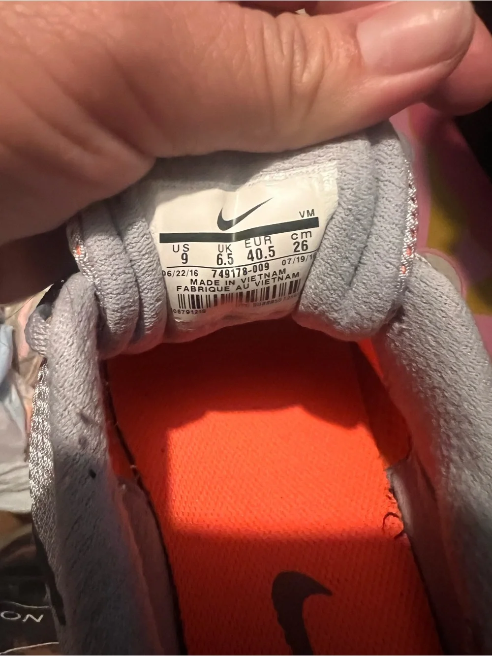 Nike Gray and Orange Women's Running Sneakers